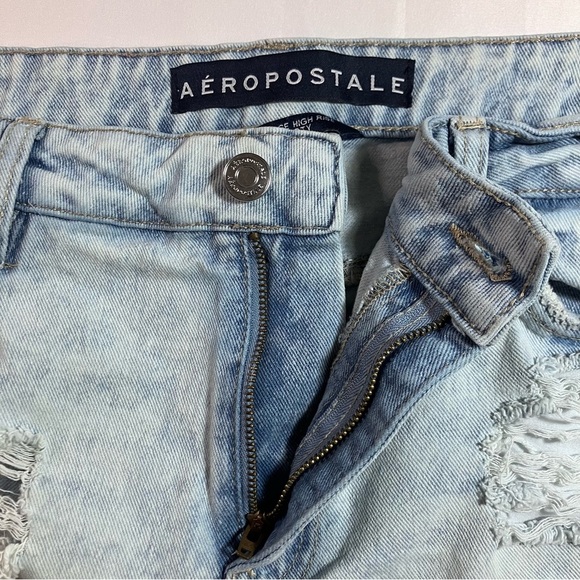 🖤2FOR$30Aeropostale Light Blue High-Waist Distressed Denim Shorts - Picture 6 of 11